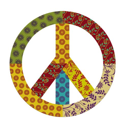 Grasslands Road Groove Garden Peace Sign 16-Inch Metal Multicolor Patterned