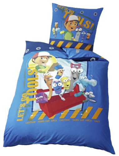 Global Labels G 15 600 WD147 120 Renforce Bettw&auml;sche Handy Manny mit Leuchteffekt im Dunkeln, 135 x 200 cm Bettbezug und 80 x 80 cm Kissenbezug