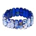 Silver Foil Flower Pattern Blue Murano Glass Bracelet Pandora Bead
