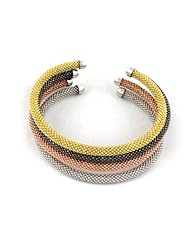 Sterling Silver Diamond-cut Cuff Four Bracelets