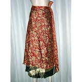 Cinnabar Red Silk Sari Multi Wear Long Wrap Skirt Dress