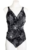 MIRACLESUIT Women's Lines Wrap Floral 1pc Maillot Swimsuit, 16 (EU 46)