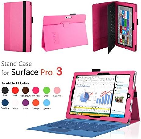 Elsse (TM) Premium Folio Case with Stand for Microsoft Surface Pro 3 (Keyboard and Tablet NOT included) (Surface Pro 3, Hot Pink)
