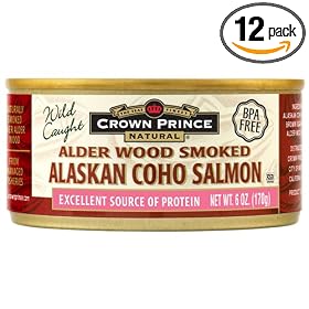 Crown Prince Natural Smoked Alaskan Coho Salmon, 6-Ounce Cans (Pack of 12)