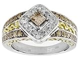 10KT WG .75CTW WHITE DIAMOND AND CHOCOLATE DIAMOND WITH CHAMPAGNE DIAMOND RING
