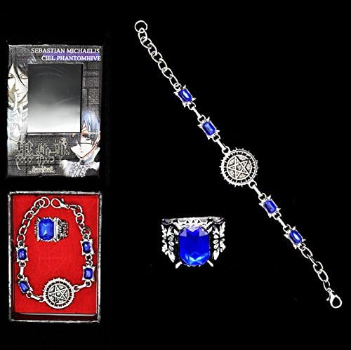 Cosplay Anime Black Butler Kuroshitsuji Ciel Phantomhive Ring & Necklace Set Cosplay