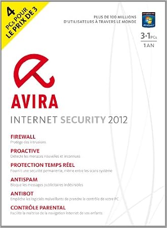 Avira internet security 2012 (4 postes, 1 an)