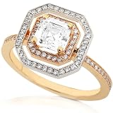 One of a Kind EGL Certified 1-1/3ctw Asscher Diamond Engagement Ring in 14kt Rose & White Gold