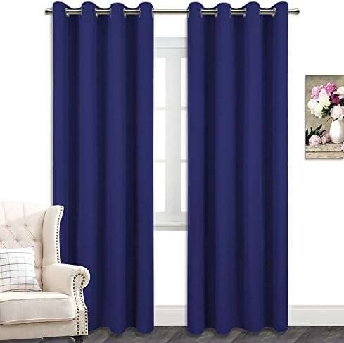 Blackout Curtains Window Panel Drapes for Living Room ( 2 Panels, 8 Grommets, 52 by 108 Inch, Royal Blue ) -by AmazonCurtains