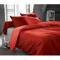 1200 THREAD COUNT SOLID 4 PCS FULL SIZE DEEP POCKET BEDDING SHEET SET, RED