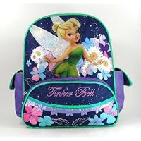 Disney Fairies Princess - Tinker Bell Backpack - Kid Size - Floral in Lavender and Navy Blue