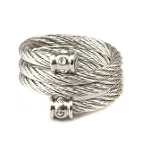 Stainless Steel 316 CZ Diamond Ring Rope Design Matte Finish by Bucasi