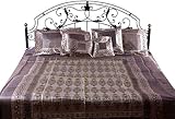 Gray and Blue Seven Piece Pure Silk Banarasi Bedcover with Meenakari Flower ....