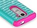 LG Leon Case, LG Power Case, LG Destiny Case, RANZ Hot Pink/Teal Spot Diamond Studded Bling Crystal Rhinestone Dual Layer Hybrid Cover Silicone Rubber Skin Hard Case For LG Leon C40 Case, LG Power Case, LG Destiny Case