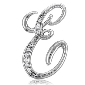 Silver Toned Initial Letter Brooch Pin - E - Ideal Gift For Mother Day, Anniversary, Engagement, Wedding, Birthday, For Her