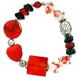 Murano Glass Bracelet Metal Bead Ruby Red Heart Crystal By Bucasi