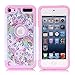 Apple iPod Touch 6th Case, iPod 5th Generation Case, Rainbow Unicorn Pattern Shockproof Studded Rhinestone Crystal Bling Hybrid Case Silicone Protective Armor for Apple iPod Touch 5 6th Generation