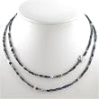 Double Strand Iolite Bead Choker Necklace with Butterfly in Sterling Silver and Gold Vermeil, #9015