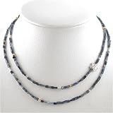 Double Strand Sterling Silver, Vermeil and Iolite Bead Necklace with Butterfly, #9015