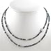 Double Strand Iolite Gemstone Bead Choker Necklace with Czech Glass and Butterfly in Sterling Silver and Gold Vermeil, 16" Length, #9015