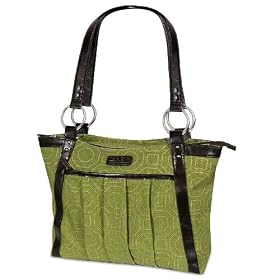 Kailo Chic Women's Pleated Laptop Tote - Green Hexagon