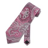 Men's Handmade Tie Paisley Design Pink Silk Necktie