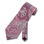 Men's Handmade Tie Paisley Design Pink Silk Necktie