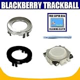 Replacement BlackBerry Trackball Clear/White with Chrome Ring + Black Replacement Ring for BlackBerry Pearl 8100, 8110, 8120, 8130, Curve 8300, 8310, 8320, 8330, Devices plus Opening Tool with Exclusive FREE Complimentary Super Deal Micro Fiber Cleaning Cloth