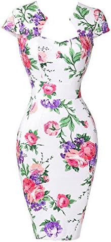 Grace Karin Vintage 50s Cap Sleeve Floral Print Bodycon Cocktail Dress