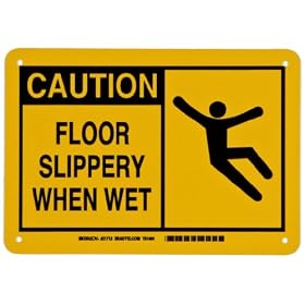 Brady 21713 7" Height, 10" Width, B-401 Plastic, Black On Yellow Color Alert Sign, Legend "Caution, Floor Slippery When Wet (With Picto)"