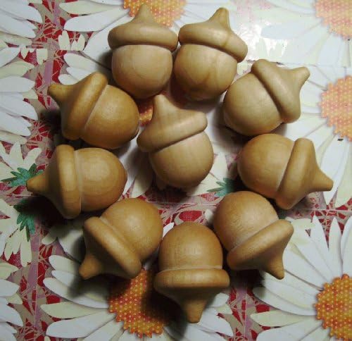 20 Wooden Acorns with Natural Beeswax Finish
