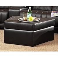Leather Theater Storage Ottoman In Black