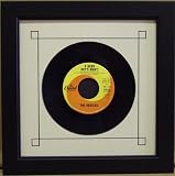 45 Single 7 inch vinyl Record Frame Featuring White Mat Design and solid wood black frame