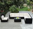 Genuine Ohana Outdoor Patio Sofa Wicker Sectional Furniture 8pc Couch Set with Free Patio Cover