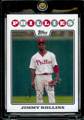 2008 Topps Baseball Cards # 30 Jimmy Rollins - Philadelphia Phillies - MLB Baseball Trading Card in a Protective Screw Down Display Case