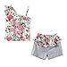 LittleSpring Little Girls' Slim Shorts Set Flower Printing