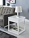 Altra Parsons End Table with Drawer, White/Gray Chevron