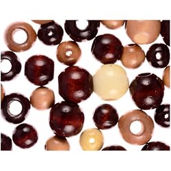 Assorted Large Wood Beads, Natural Colors, 45pc Pkg
