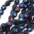 Czech Fire Polish Glass Beads 4mm Round Blue Iris (50)
