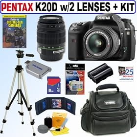 Pentax K20D 14.6MP Shake Reduction Digital SLR Camera with Pentax 18-55mm f/3.5-5.6 AL II Lens and Pentax 50-200mm f/4-5.6 ED Lens + 8GB Deluxe Accessory Kit
