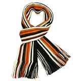 100% Acrylic Men's Colorful Stripes Tassel Ends Knitted Long Scarf - Orange
