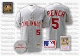 Johnny Bench 1969 Cincinnati Reds #5 Authentic Road Throwback Mitchell and Ness MLB Baseball Jersey