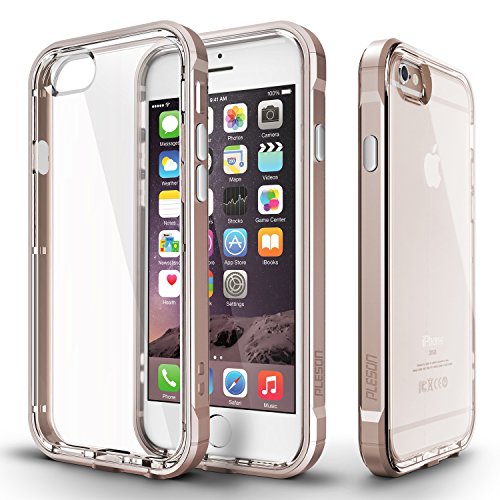iPhone 6s Case, PLESONÂ® [Crystal Bumper] iPhone 6s Case Cover, Dual Layer Case [FREE Screen Protector] [Drop Protection] PC Bumper and Scratch Resistant Crystal Clear Back Case for Apple iPhone 6 / 6s