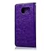 (Not for S7 Edge) S7 Case,Galaxy S7 Case,Mavis's Diary 3D Handmade Wallet with Bling Crystal Shiny Diamonds Butterfly Flowers PU Leather Flip Cover - Purple