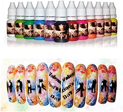 10ml 12 Color Set of Custom Nails Professional Airbrush Fingernail Paint