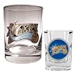 Philadelphia 76ers Rocks Glass & Square Shot Glass Set - Primary Logo NBA Basketball