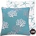 Chloe & Olive Wonders of The Seas Turquoise Collection Coral and Starfish Reversible Pillow Cover, 20-Inch