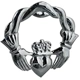 British Jewellery Workshops Silver 28x30mm Claddagh twisted cord top Brooch