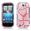 HTC myTouch 4G Slide (T-Mobile) Snap-on Protector Hard Case Rhinestone Cover "Pink Love" Design