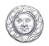 Solid Sterling Silver Sun Face Brooch Pin/Pendant